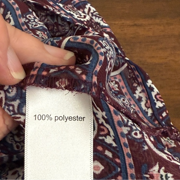 Maurices L Boho Floral Paisley Print V-Neck Tunic Blouse 3/4 Sleeve Top - Picture 7 of 9